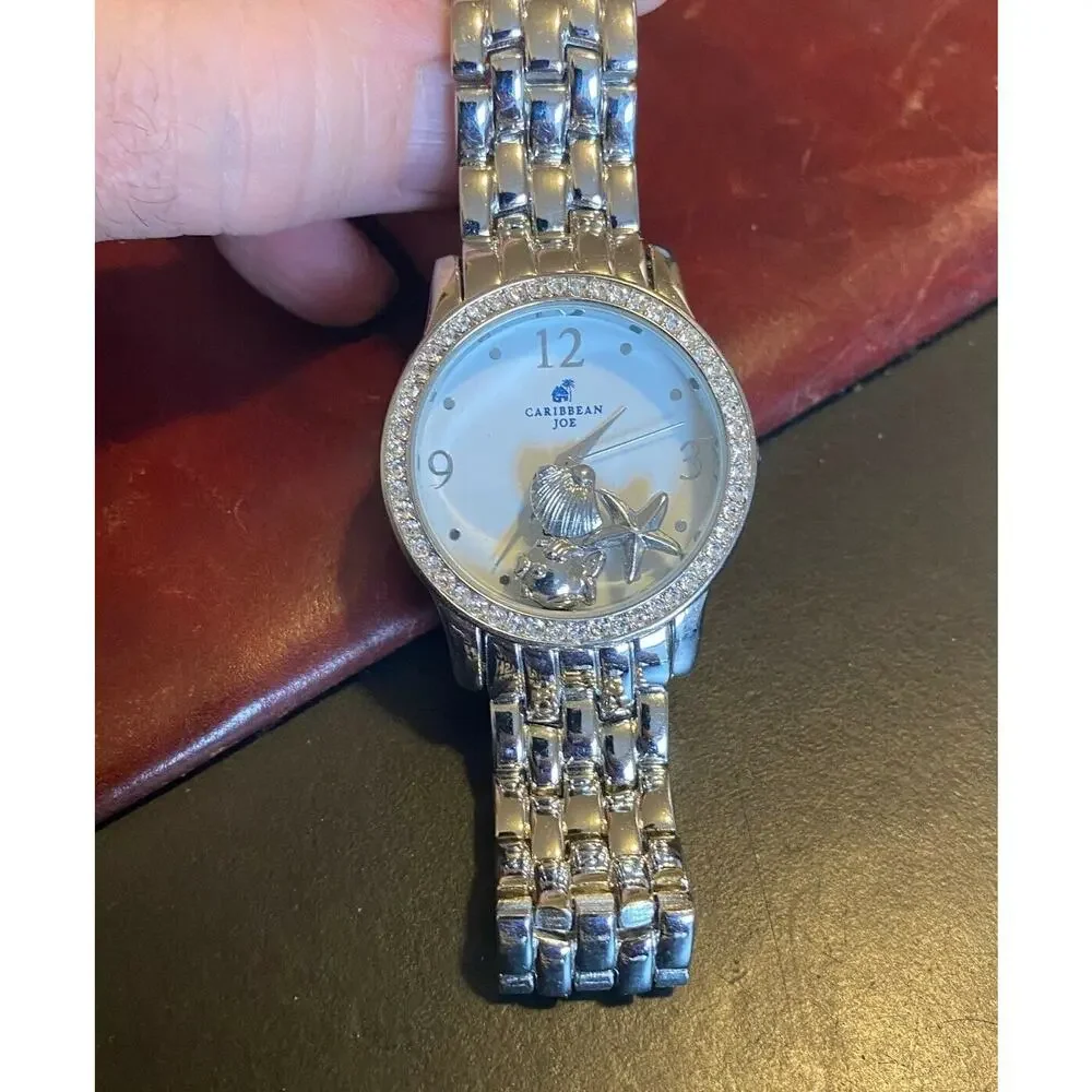 Women's 35mm Caribbean Joe Watch, Silver Tone with Charms in the Case